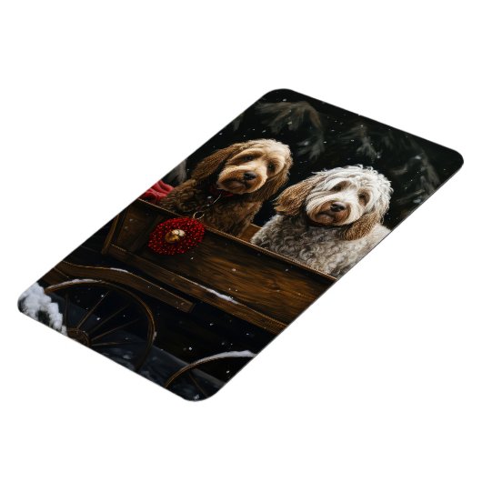 Magnet Flexible Décor de Noël Cockapoo Snowy Sleigh (Côté Gauche)