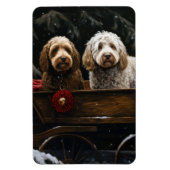 Magnet Flexible Décor de Noël Cockapoo Snowy Sleigh (Vertical)