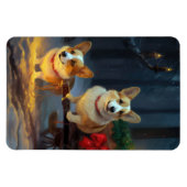 Magnet Flexible Décor de Noël Corgi Snowy Sleigh (Horizontal)