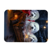 Magnet Flexible Décor de Noël Coton De Tulear Snowy Sleigh (Horizontal)