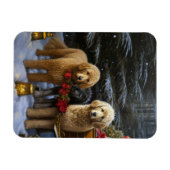 Magnet Flexible Décor de Noël Goldendoodle Snowy Sleigh (Horizontal)