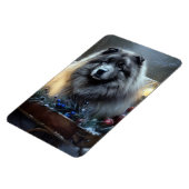 Magnet Flexible Décor de Noël Keeshond Snowy Sleigh (Côté Gauche)