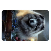 Magnet Flexible Décor de Noël Keeshond Snowy Sleigh (Horizontal)