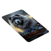 Magnet Flexible Décor de Noël Keeshond Snowy Sleigh (Côté Droit)