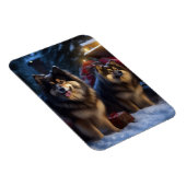 Magnet Flexible Décor de Noël Lapphund Snowy Sleigh (Côté Droit)