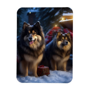 Magnet Flexible Décor de Noël Lapphund Snowy Sleigh