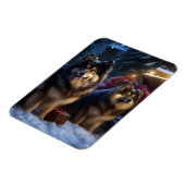 Magnet Flexible Décor de Noël Lapphund Snowy Sleigh (Côté Gauche)