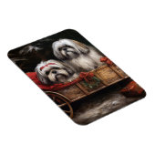 Magnet Flexible Décor de Noël Lhasa Apso Snowy Sleigh (Côté Droit)