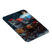 Magnet Flexible Décor de Noël Oriental Blue Cat Snowy Sleigh (Côté Droit)