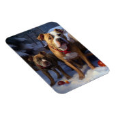 Magnet Flexible Décor de Noël Pitbull Snowy Sleigh (Côté Droit)