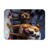 Magnet Flexible Décor de Noël Pitbull Snowy Sleigh (Horizontal)