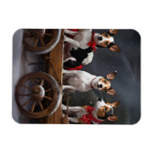 Magnet Flexible Décor de Noël Rat Terrier Snowy Sleigh (Horizontal)