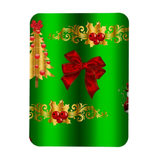 Magnet Flexible Décorations De Noël Sur Vert (Vertical)