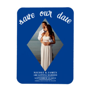 Magnet Flexible Deep Blue Diamond Photo Mariage Enregistrer la dat