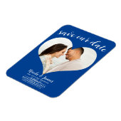 Magnet Flexible Deep Blue Heart Photo Wedding Enregistrer la date (Côté Gauche)