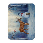 Magnet Flexible Deer et Happy Snowman hiver de vacances scène (Vertical)