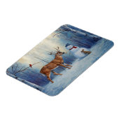 Magnet Flexible Deer et Happy Snowman hiver de vacances scène (Côté Gauche)