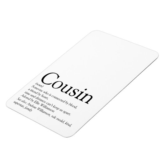 Magnet Flexible Définition de cousin moderne cool en noir et blanc (Côté Gauche)
