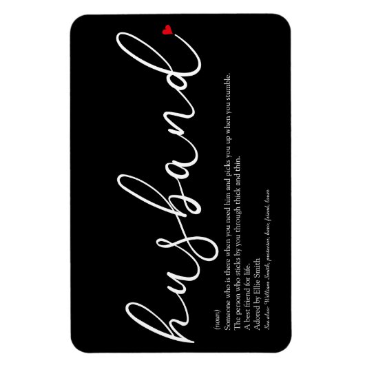 Magnet Flexible Définition du mari Chic Script Amour Coeur (Vertical)