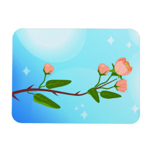 Magnet Flexible Dégradé du ciel bleu avec branche de ressort fleur