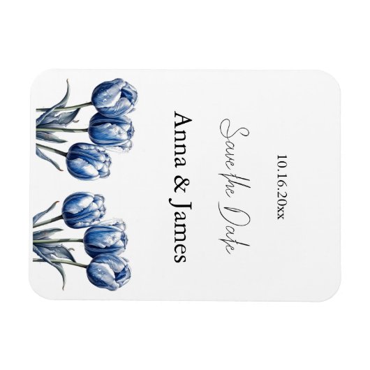 Magnet Flexible Delft Blue Tulip, personnalisation enregistrer la (Horizontal)