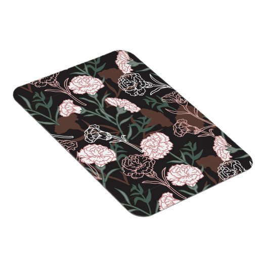Magnet Flexible Délicates oeillets roses avec fleurs Feuilles vert (Côté Droit)