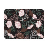 Magnet Flexible Délicates oeillets roses avec fleurs Feuilles vert (Horizontal)