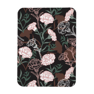 Magnet Flexible Délicates oeillets roses avec fleurs Feuilles vert