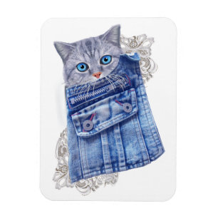 Magnet Flexible Denim Jean poches, chatons et dentelle