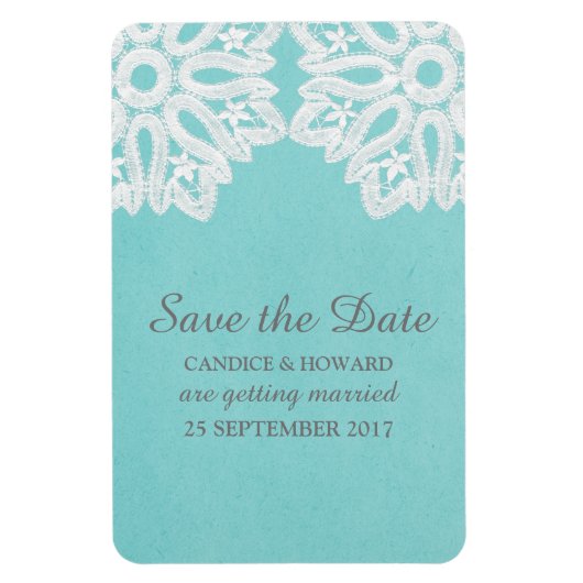 Magnet Flexible Dentelle élégante Turquoise Enregistrer la date Fl (Vertical)