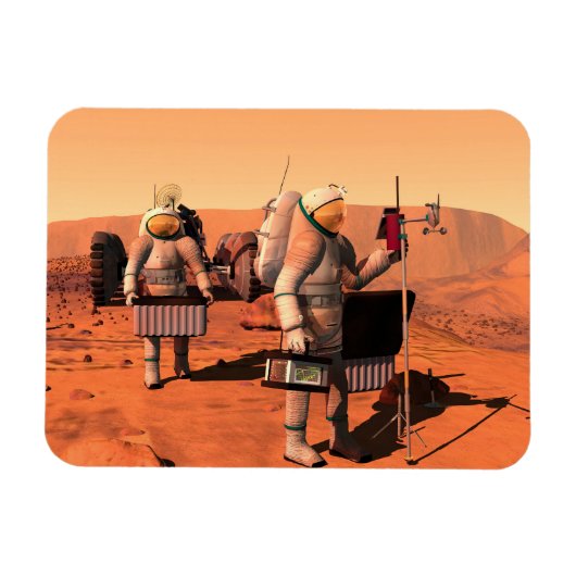 Magnet Flexible Des Astronautes Mettent En Place Du Matériel Météo (Horizontal)