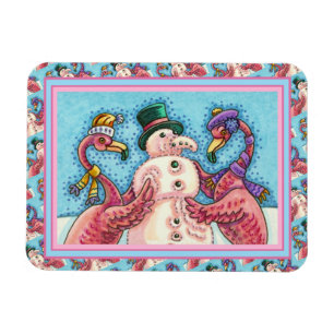 MAGNET FLEXIBLE DES FLAMANTS ROSES ROSES FABRIQUENT DE LA NEIGE, D