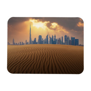 Magnet Flexible Deserts Dubai's Skyline View from Sand Dune
