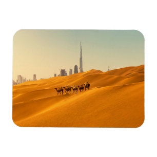 Magnet Flexible Deserts Dubai's Skyline View with Camels