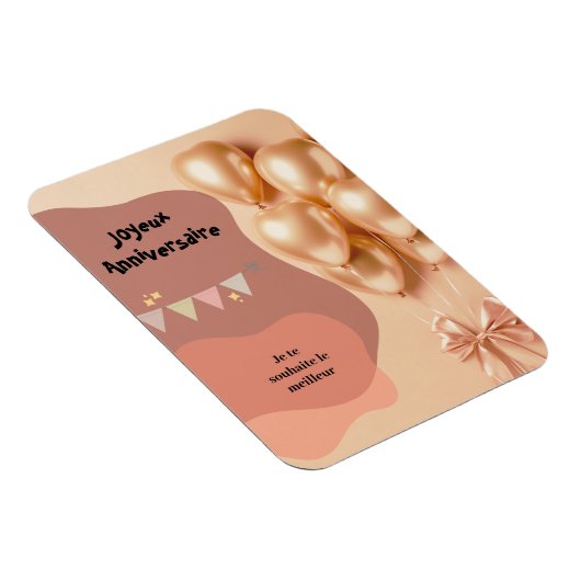 Magnet Flexible Design ballons dorés joyeux avec texte modifiable (Côté Droit)