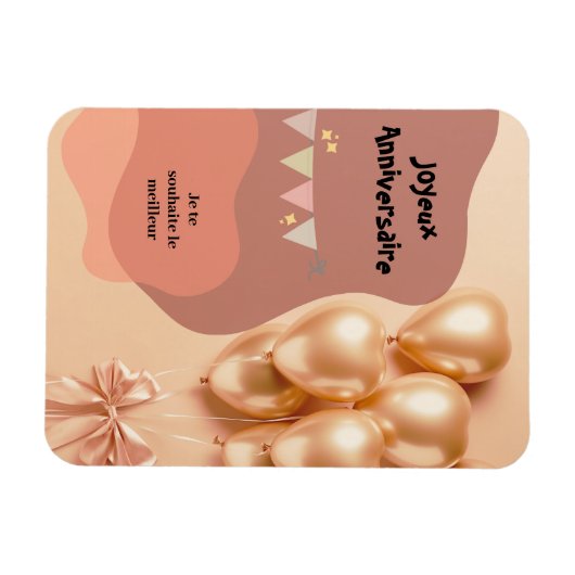 Magnet Flexible Design ballons dorés joyeux avec texte modifiable (Horizontal)