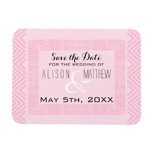 Magnet Flexible Design ethnique Mariage rose Enregistrer la date M (Horizontal)
