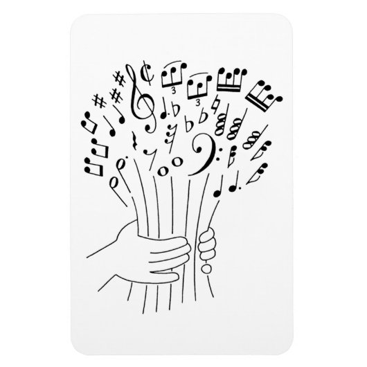 Magnet Flexible Design graphique : fleurs de notes musicales - (Vertical)