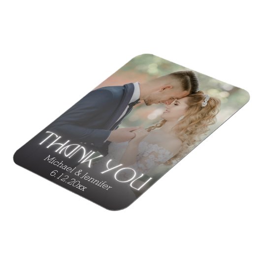 Magnet Flexible design merci écriture blanche mariage photo (Côté Gauche)