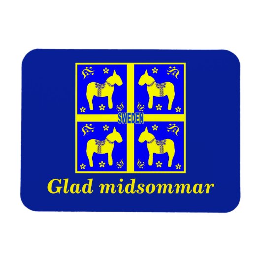 Magnet Flexible design scandinave, Personnalisé Glad midsommar (Horizontal)