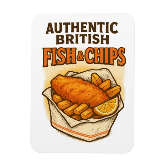 Magnet Flexible Design Vintage "Authentic British Fish & Chips" (Vertical)