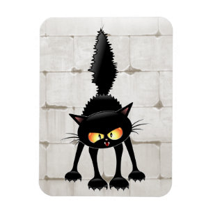 Magnet Flexible Dessin animé de chat noir drôle et féroce