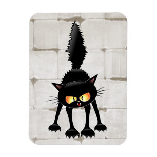 Magnet Flexible Dessin animé de chat noir drôle et féroce 