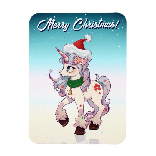Magnet Flexible Dessin animé de licorne de Noël (Vertical)
