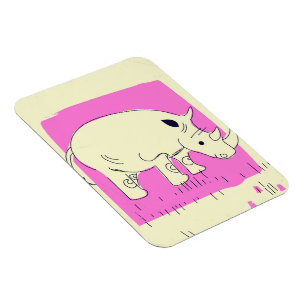 Magnet Flexible Dessin animé vintage de rhinocéros
