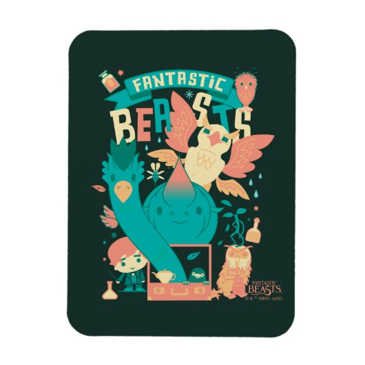 Magnet Flexible Dessin Bêtes Fantastiques Avec Newt Scamander (Vertical)