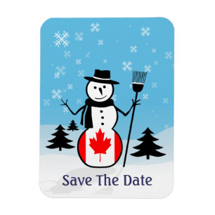 Magnet Flexible Dessin de neige en champ de neige et drapeau du Ca