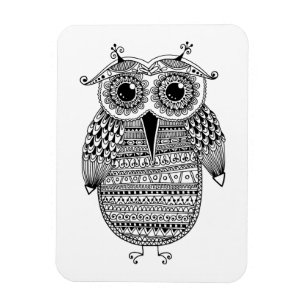 Magnet Flexible Dessin ethnique d'encre de hibou