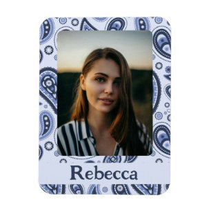 Magnet Flexible Dessin imprimé paisley floral bleu complexe
