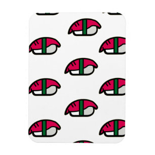 Magnet Flexible Dessin Kawaii Sushi, riz aux poissons et algues